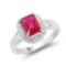 1.98 Carat Glass Filled Ruby and White Topaz .925 Sterling Silver Ring