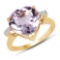 14K Yellow Gold Plated 5.26 Carat Genuine Pink Amethyst and White Topaz .925 Sterling Silver Ring