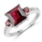 3.37 Carat Genuine Rhodolite and White Topaz .925 Sterling Silver Ring