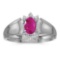 Certified 10k White Gold Oval Ruby And Diamond Ring 0.37 CTW