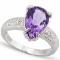 3.2 CARAT TW AMETHYST & GENUINE DIAMOND PLATINUM OVER 0.925 STERLING SILVER RING