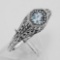 Blue Topaz Filigree Ring - Sterling Silver