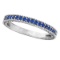 Blue Sapphire Stackable Ring With Milgrain Edges in 14k White Gold