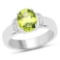 1.76 Carat Genuine Peridot and White Zircon .925 Sterling Silver Ring