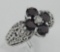 Art Deco Style Red Garnet Filigree Ring w/ Diamond - Sterling Silver