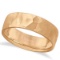 Men's Hammered Finished Carved Band Wedding Ring 14k Rose Gold (7mm)