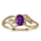 Certified 10k Yellow Gold Oval Amethyst And Diamond Ring 0.35 CTW