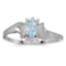 Certified 10k White Gold Oval Aquamarine And Diamond Satin Finish Ring 0.15 CTW