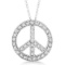 Diamond Peace Sign Pendant Necklace 14k White Gold (0.50ct)