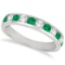Channel-Set Emerald and Diamond Ring Band 14k White Gold (1.20ctw)