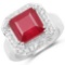 6.36 Carat Glass Filled Ruby and White Topaz .925 Sterling Silver Ring