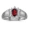 Certified 10k White Gold Oval Garnet And Diamond Ring 0.48 CTW