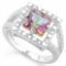 1 1/2 CARAT MYSTIC GEMSTONE & DIAMOND 925 STERLING SILVER RING