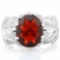 5 CARAT CREATED GARNET & 4 CARAT (40 PCS) FLAWLESS CREATED DIAMOND 925 STERLING SILVER RING