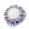 4.25 Carat Genuine Ethiopian Opal, Tanzanite and White Topaz .925 Sterling Silver Ring