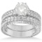 Vintage Style Filigree Solitaire Diamond Bridal Set in 14k White Gold (1.25ct)