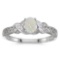 Certified 14k White Gold Oval Opal And Diamond Ring 0.2 CTW