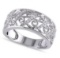 Ladies Pave Set Filigree Diamond Ring 14k White Gold 0.10ct