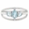 BABY SWISS BLUE TOPAZS & 1/3 CARAT AQUAMARINES 925 STERLING SILVER RING
