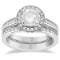 Modern Flower Halo Diamond Engagement Set Platinum (1.00ct)