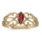 Certified 10k Yellow Gold Marquise Garnet Filagree Ring 0.25 CTW