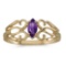 Certified 10k Yellow Gold Marquise Amethyst Filagree Ring 0.19 CTW