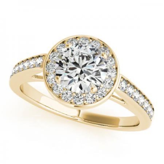 CERTIFIED 18K YELLOW GOLD .87 CT G-H/VS-SI1 DIAMOND HALO ENGAGEMENT RING