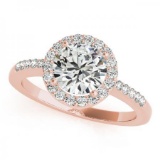 CERTIFIED 18K ROSE GOLD 1.35 CT G-H/VS-SI1 DIAMOND HALO ENGAGEMENT RING