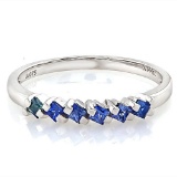 4/5 CARAT (6 PCS) GENIUNE SAPPHIRE (VS) 9KT SOLID GOLD BAND RING