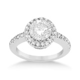 Pave Halo Diamond Engagement Ring Platinum (0.75ct)
