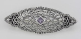 Antique Victorian Style Amethyst Pin / Brooch - Sterling Silver