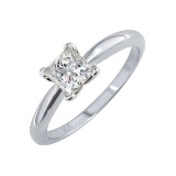 Certified 1.5 CTW Princess Diamond Solitaire 14k Ring I/SI2