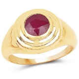 14K Yellow Gold Plated 1.65 Carat Glass Filled Ruby .925 Sterling Silver Ring