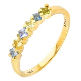 4/5 CARAT (6 PCS) SAPPHIRE (VS) 9KT SOLID GOLD BAND RING