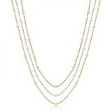 Three-Strand Diamond Station Necklace in 14k Three-Tone Gold (1.40ct)