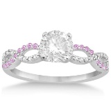 Infinity Diamond and Pink Sapphire Engagement Ring 14K White Gold 1.21ct