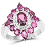 3.07 Carat Genuine Rhodolite .925 Sterling Silver Ring