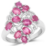 2.20 Carat Glass Filled Ruby .925 Sterling Silver Ring