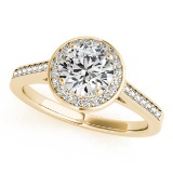 CERTIFIED 18K YELLOW GOLD 1.18 CT G-H/VS-SI1 DIAMOND HALO ENGAGEMENT RING