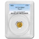 $1 Indian Head Gold Type 2 MS-63 NGC/PCGS