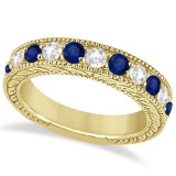 Antique Diamond and Sapphire Wedding Ring Band 14k Yellow Gold (1.46ct)