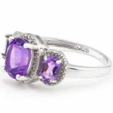 2.65 CT AMETHYSTS 925 STERLING SILVER RING