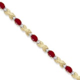 Ruby and Diamond XOXO Link Bracelet in 14k Yellow Gold (6.65ct)