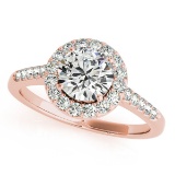 CERTIFIED 18K ROSE GOLD 1.22 CT G-H/VS-SI1 DIAMOND HALO ENGAGEMENT RING