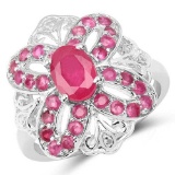 2.12 Carat Glass Filled Ruby and Ruby .925 Sterling Silver Ring