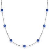 Blue Sapphires Gemstones by The Yard Necklace 14k White Gold 2.25ct