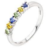 4/5 CARAT (6 PCS) SAPPHIRE (VS) 9KT SOLID GOLD BAND RING