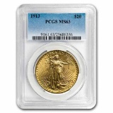 1913 $20 Saint-Gaudens Gold Double Eagle MS-63 PCGS