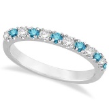 Blue and White Diamond Stackable Ring Band 14k White Gold (0.25ct)