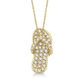 Diamond Flip Flop Pendant Necklace 14k Yellow Gold (0.50ct)